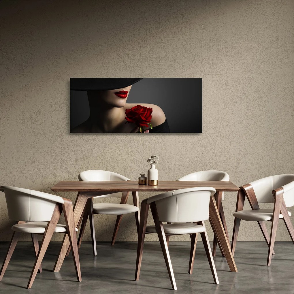 Kép - Nő egy rózsával (120x50 cm)