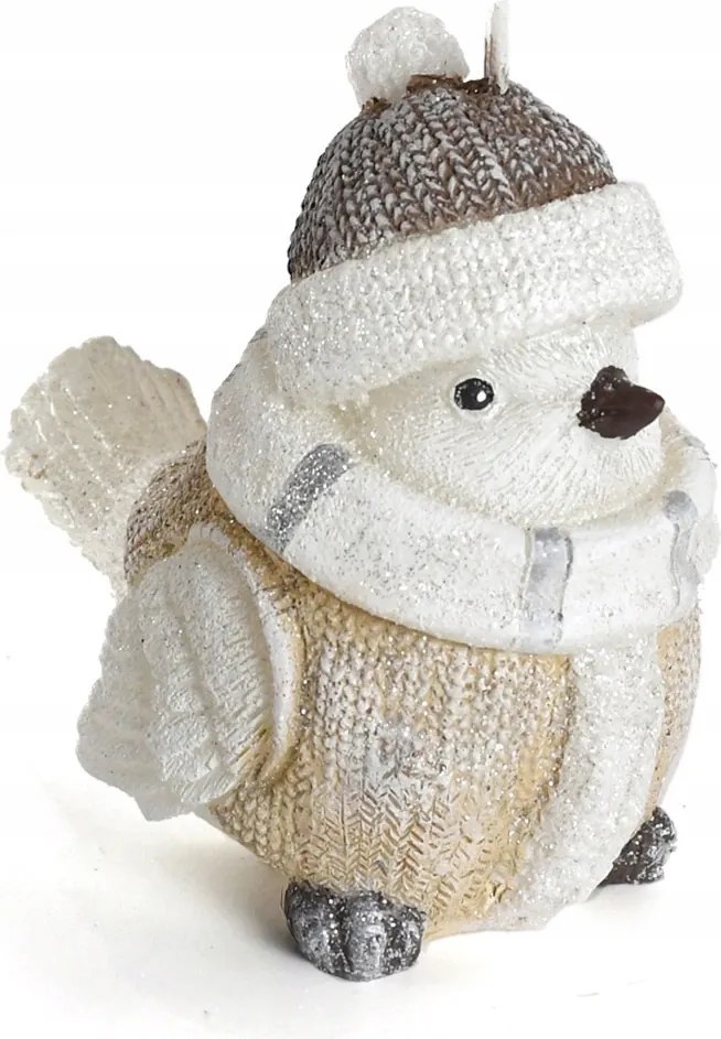 Paraffin dekorációs gyertya Karolek madár karácsonyi figura