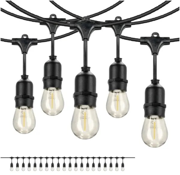 LED Kültéri dekoratív lánc BAJA ST64 20xE27/1W/230V 10,9m IP44 meleg fehér