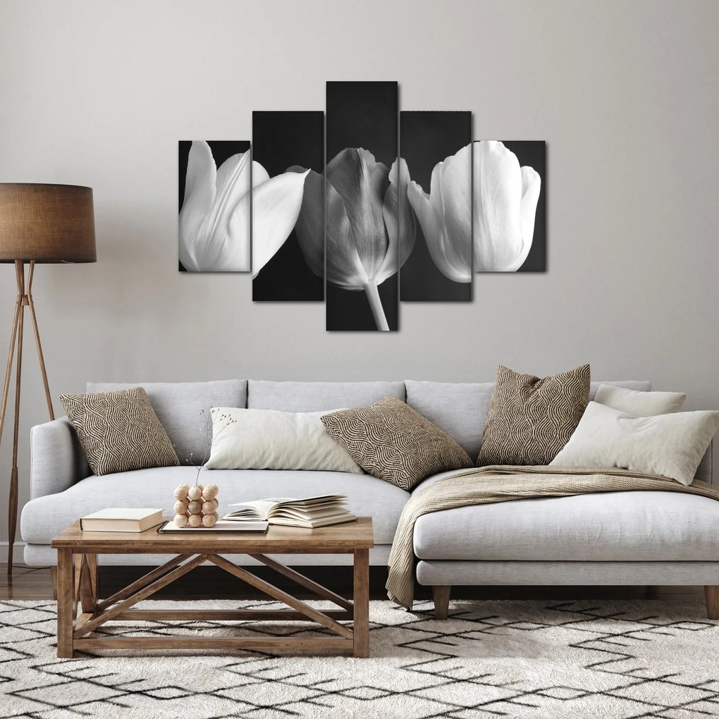 Kép - fekete-fehér tulipán virág (150x105 cm)