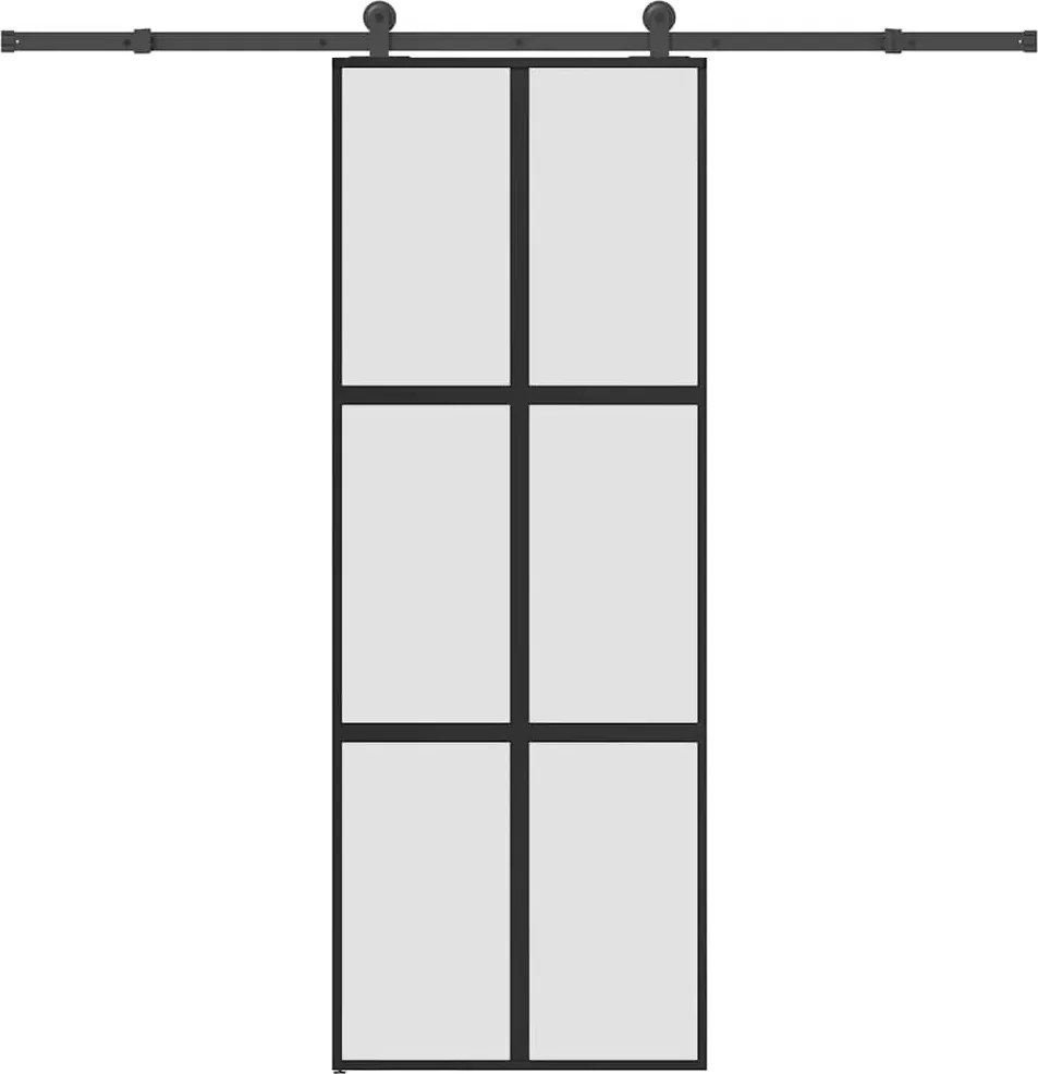 vidaXL tolóajtó vasalatokkal 76x205 cm edzett üveg&Alumínium