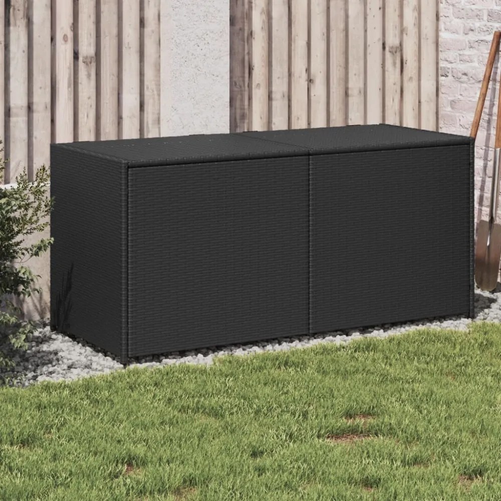 fekete polyrattan kerti tárolóláda 283 L