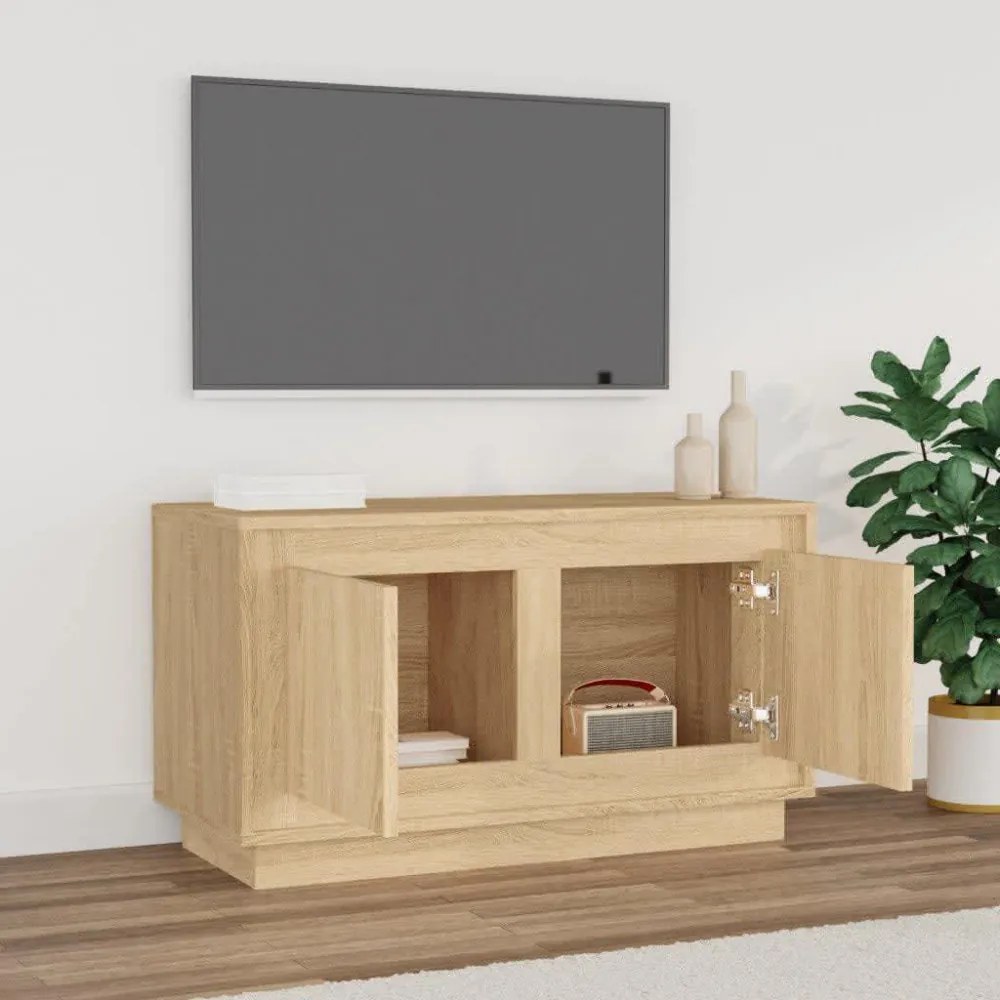 sonoma tölgy színű szerelt fa fali TV-szekrény 80x35x45 cm