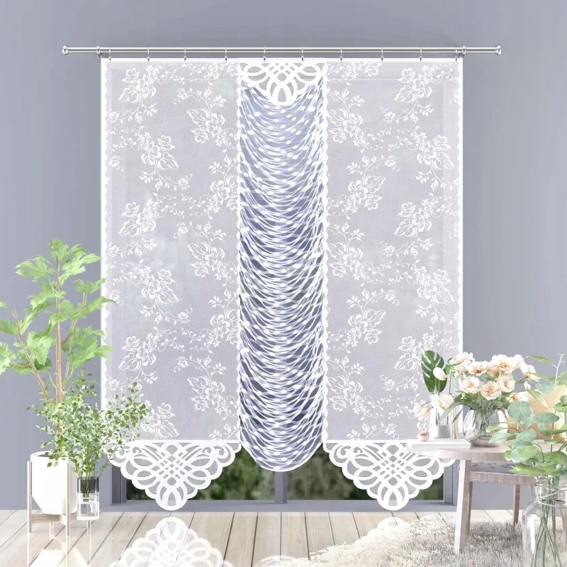 Gyönyörű elegáns jacquard függöny fehér rojtokkal spagetti Ziria 150x250 cm