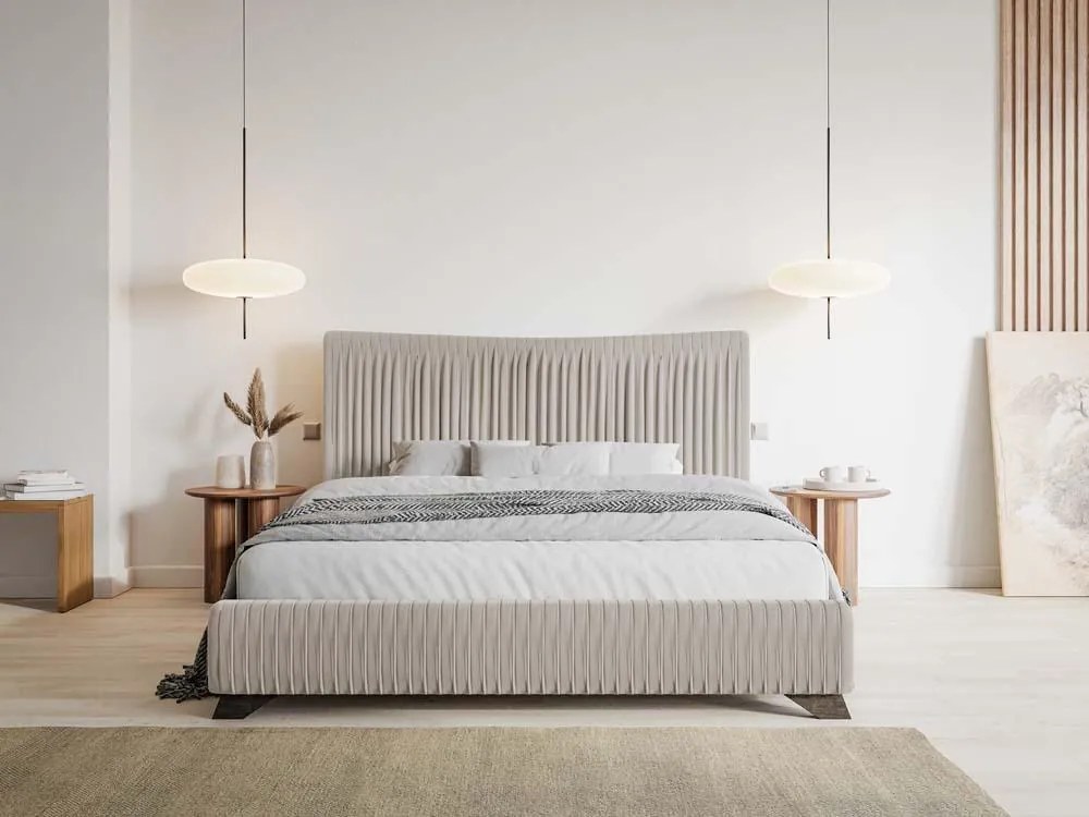 Franciaágy 180 cm Batam 180 (ágyráccsal) (bézs + barna). 1098910