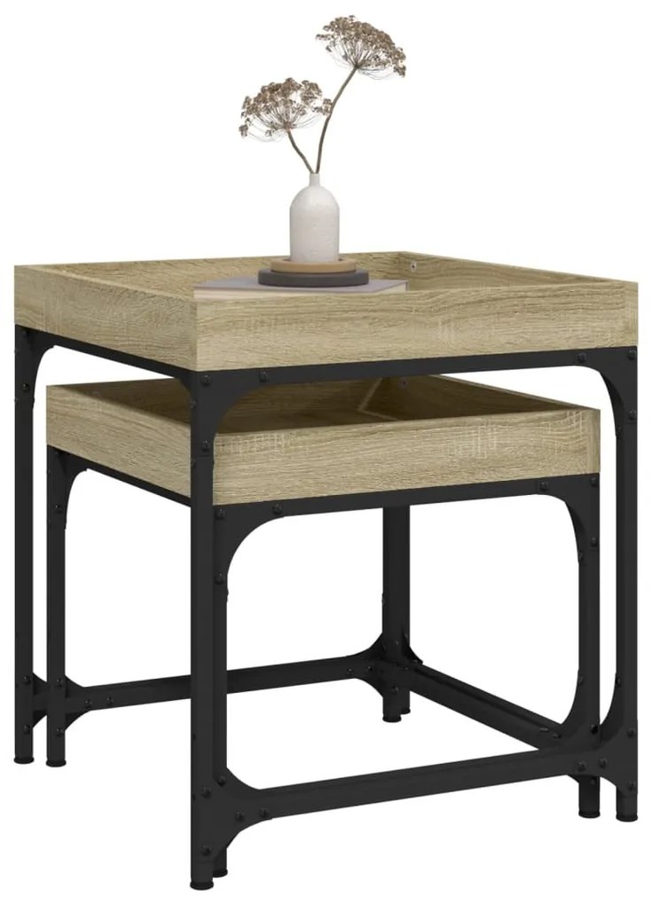 2 db sonoma tölgy színű szerelt fa kisasztal