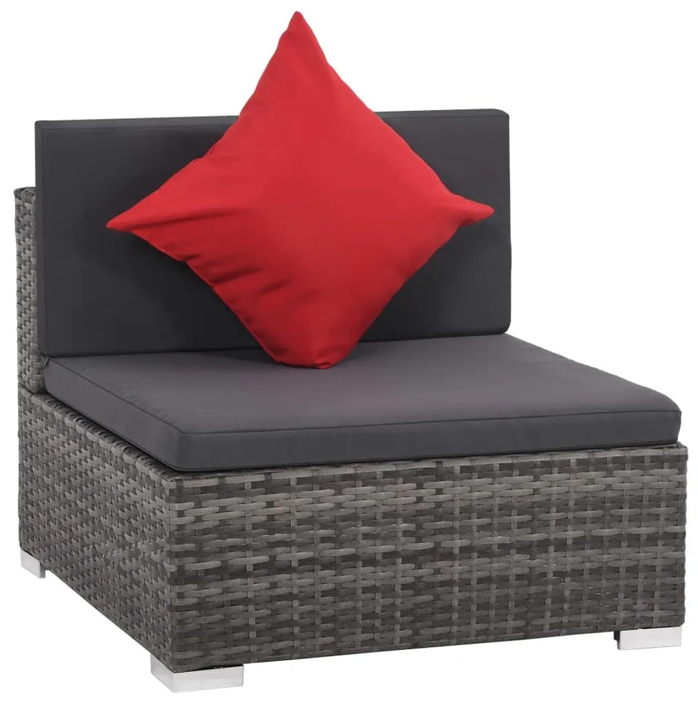8 részes szürke polyrattan kerti ülőgarnitúra párnákkal