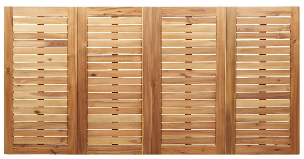 5 darabos kert étkező szett tömör akácfa, kültéri étkező asztal 180x90x75 cm tömör akácfából, rakásolható kert székek 4 db tömör akácfa és fém