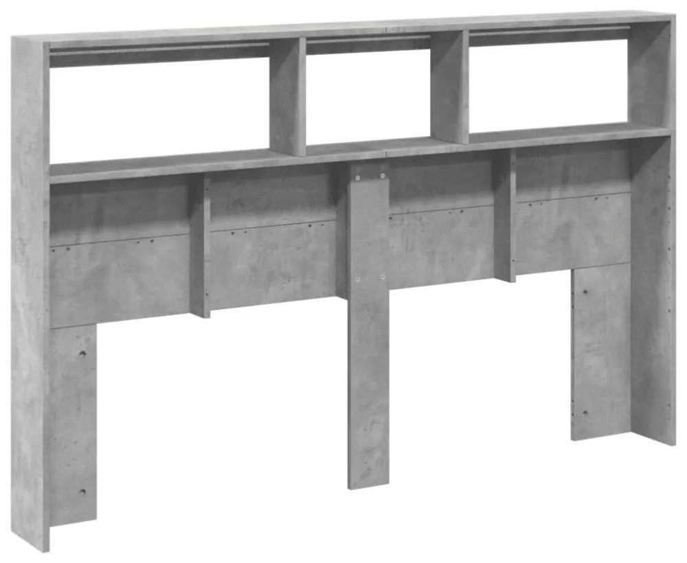 betonszürke áthidalószekrény LED-világítással 160 x 17 x 102 cm