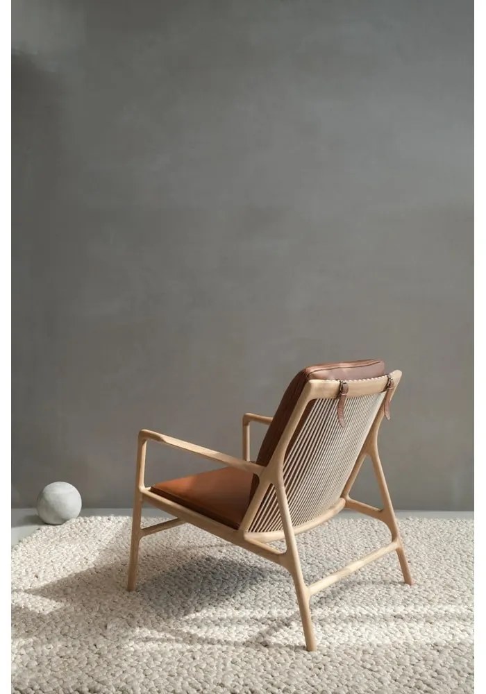 Barna-natúr színű bőr fotel Dedo – Gazzda