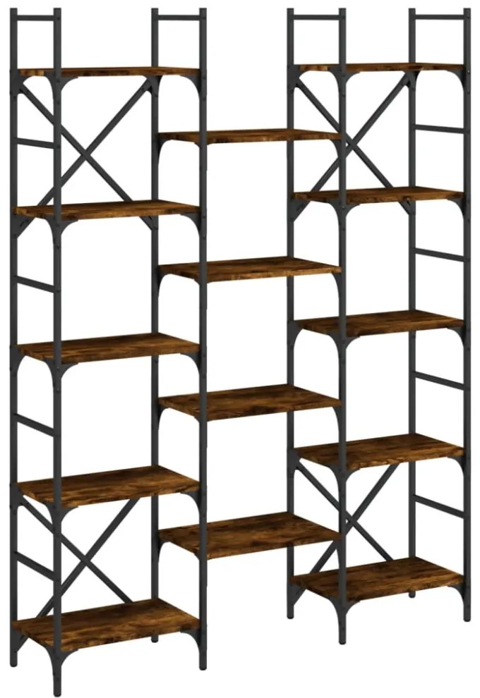 füstös tölgy színű szerelt fa könyvespolc 127,5x28,5x172,5 cm