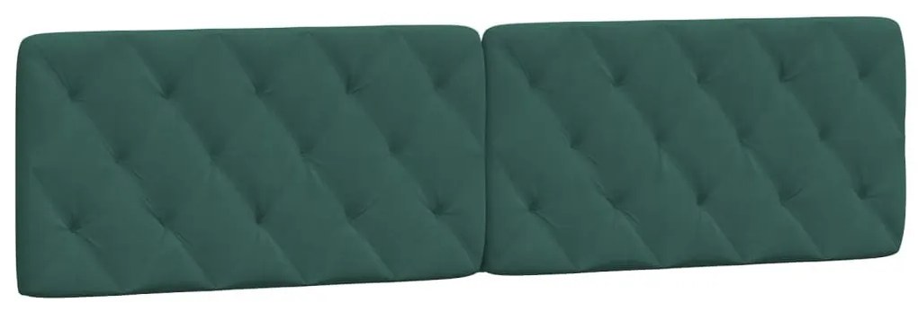 sötétzöld bársony ágykeret LED-világítással 200 x 200 cm