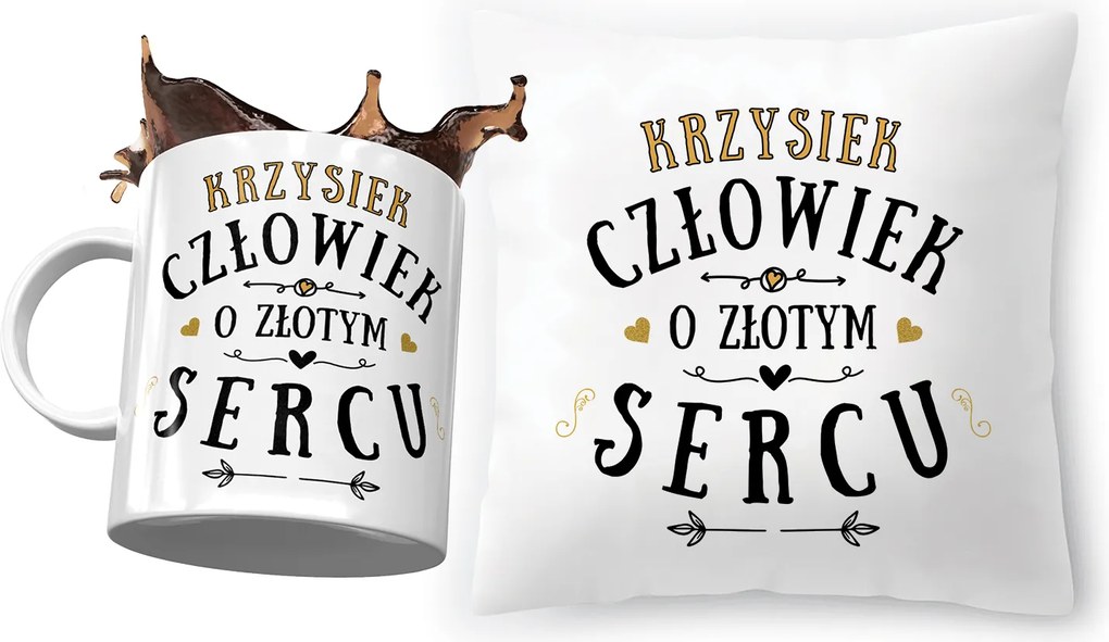 Kristóf párna ajándék bögre szett fényképes nyomtatással