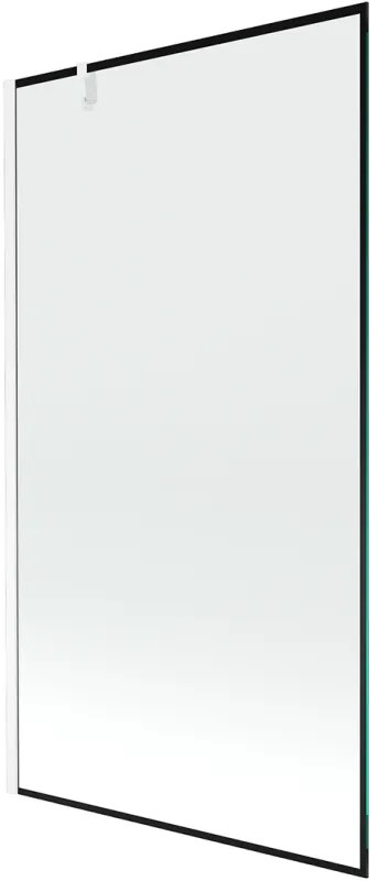 Mexen Next, kádparaván 1 szárny 100 x 150 cm, fix szárny, 6 mm átlátszó üveg fekete mintával, fehér profil, 895-100-000-00-70-20