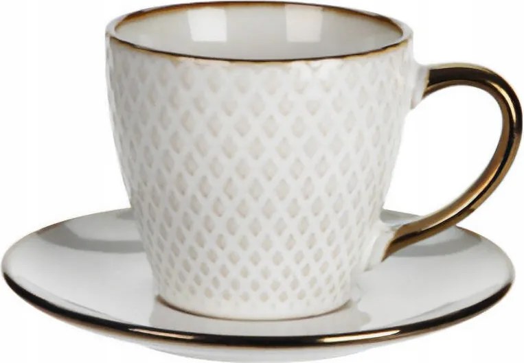 Kerámia Csésze Csészealjjal 210 ml Fehér Tea Kávé Szett