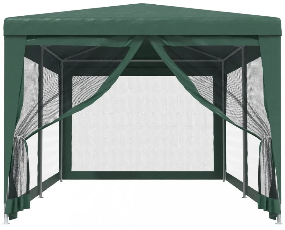 zöld HDPE rendezvénysátor 6 hálós oldalfallal 3x6 m