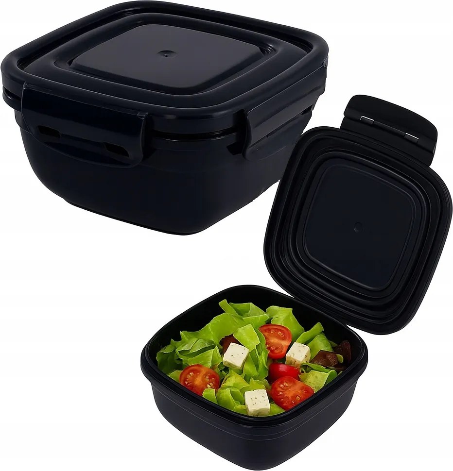 Uzsonnás doboz Elvitelre Ételtároló Négyzet alakú Kapacitás 1500 ml Szürke