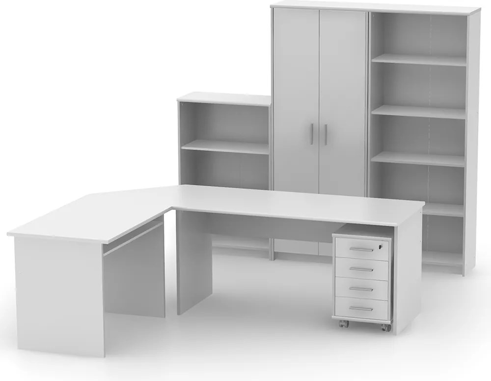 Íróasztal, fehér, JOHAN 2 NEW 01