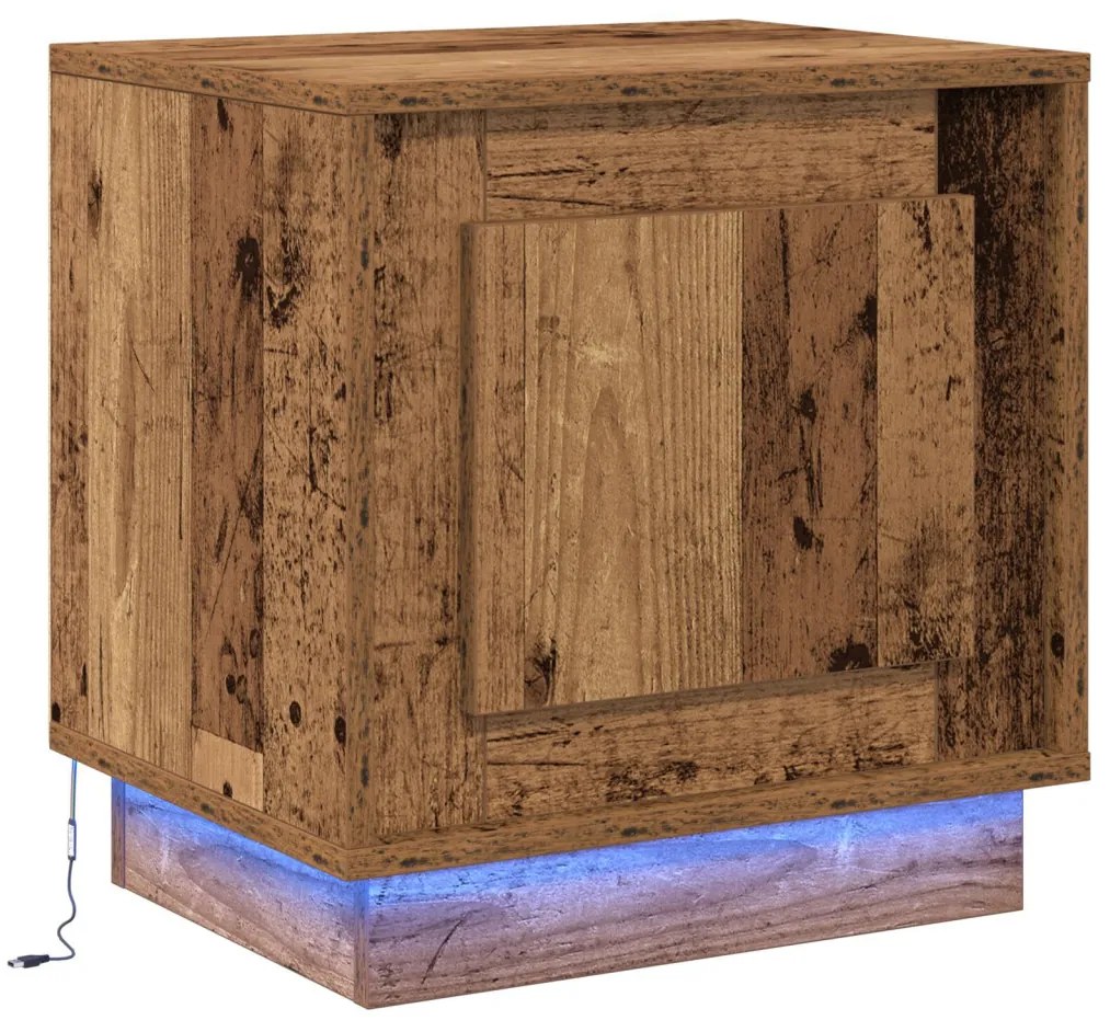 Éjjeli szekrény LED világítással 2 db Régi fa 44x34,5x45 cm