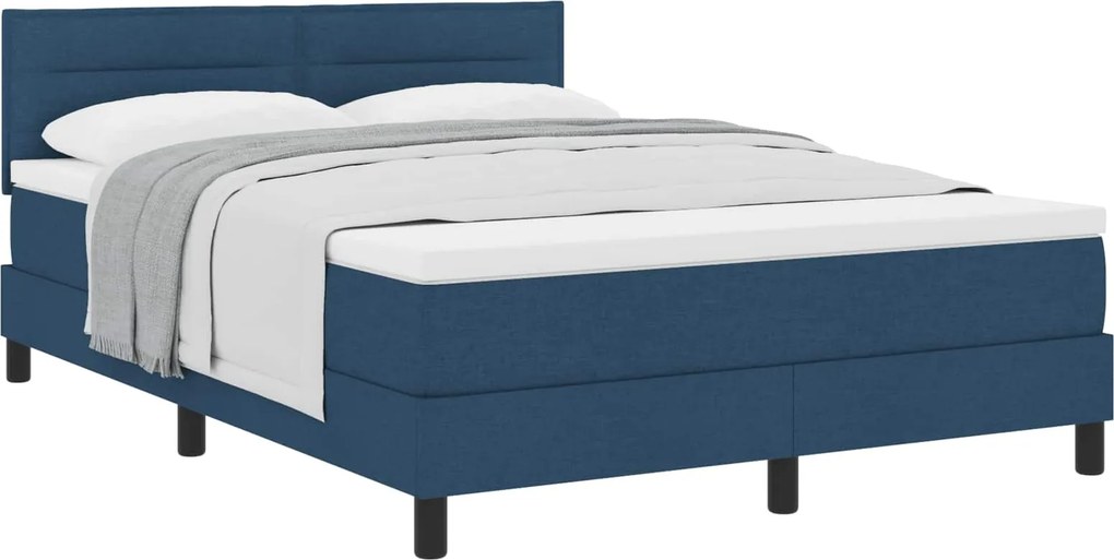 vidaXL Boxrugós ágy matracmal fejtámlával Kék 140 x 190 cm szövet