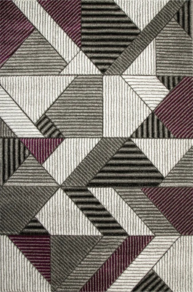 120x170 cm Vastag Szőnyeg Amelia Rombusz Háromszögek Vonalak Elegáns Nappaliba