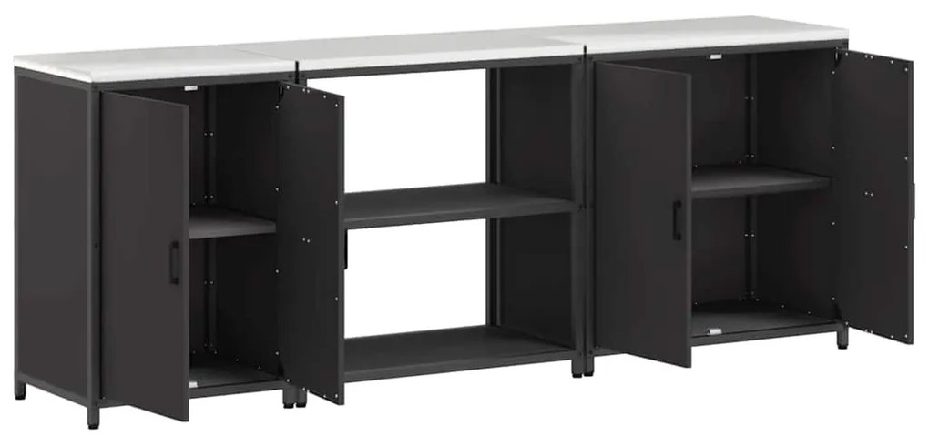 Konyhai Tároló Készlet polcokkal 3 pcs Fekete 240 x 50 x 92 cm
