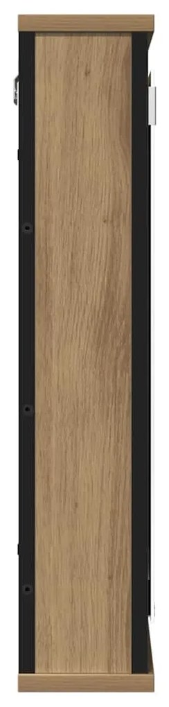 kézműves tölgy szerelt fa tükrös fürdőszobaszekrény 42x12x60 cm