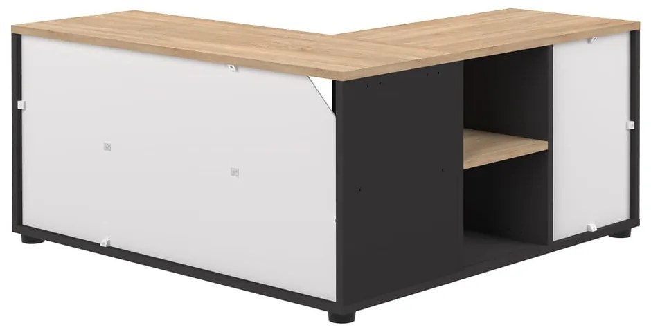 Fekete-natúr színű TV-állvány tölgyfa dekorral 90x45 cm Angle – TemaHome