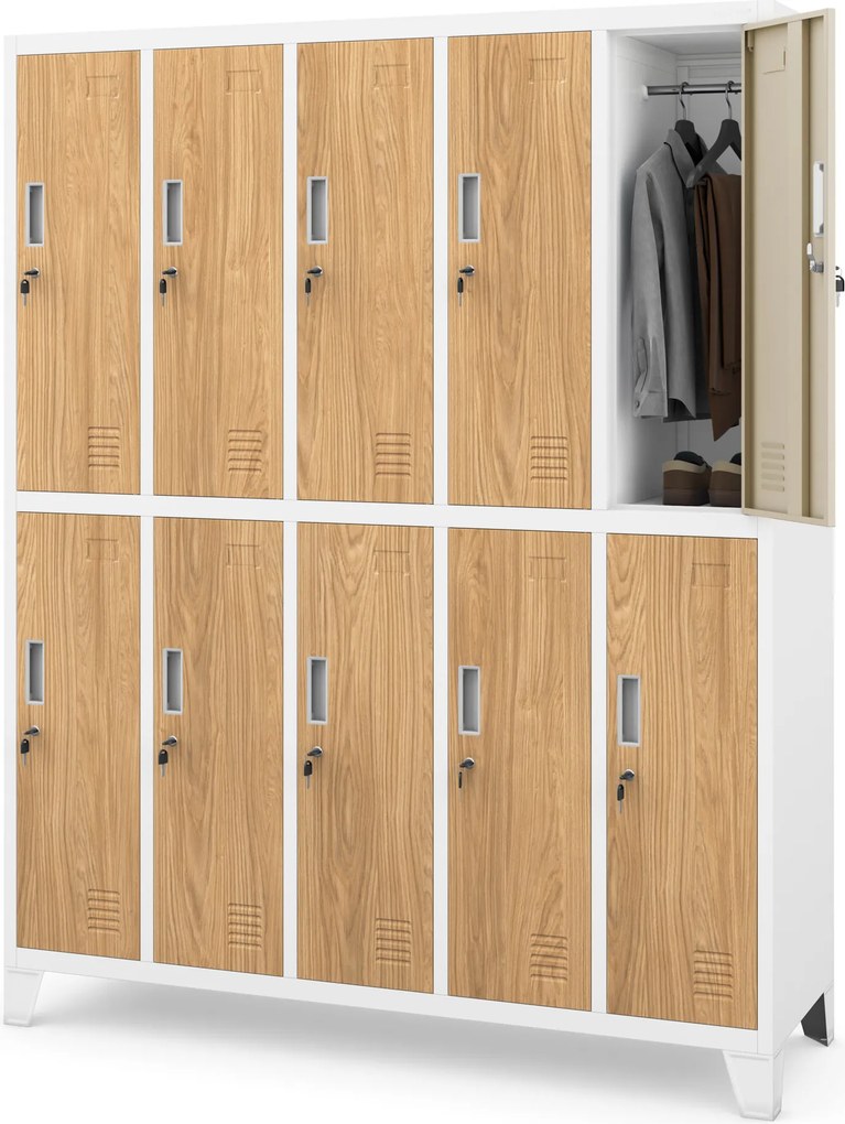 BHP öltözőszekrény fehér/arany tölgy: Eco Design 10 ajtós BARTEK