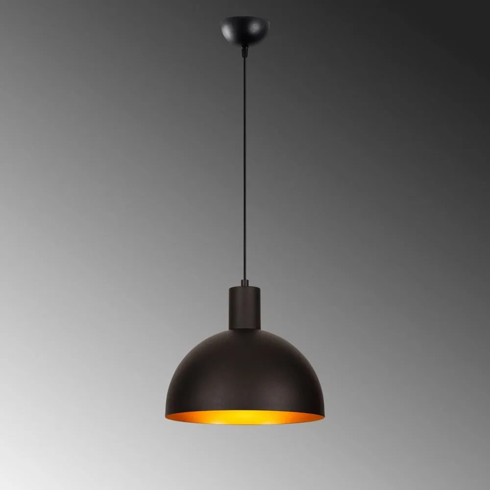 Fekete-aranyszínű függőlámpa fém búrával ø 30 cm Sivani – Opviq lights
