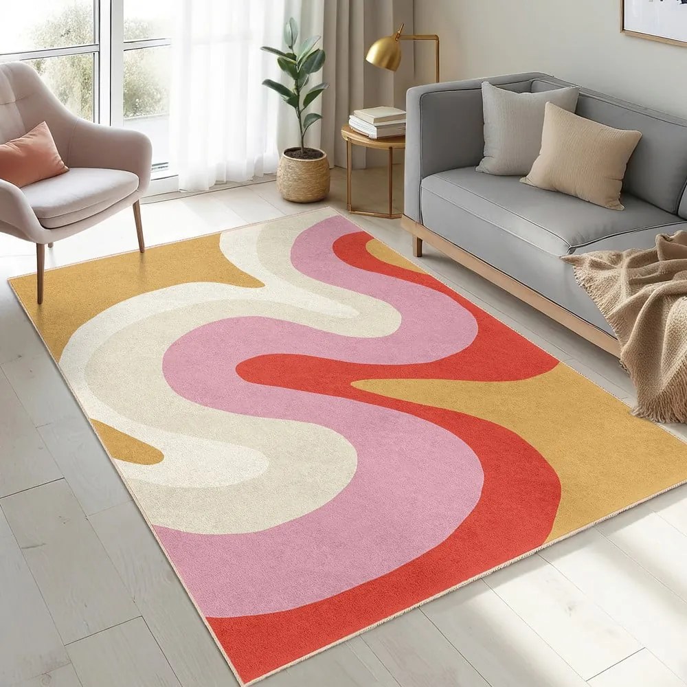 Sárga-rózsaszín mosható futószőnyeg 60x230 cm Raspberry Creamsicle – Mila Home