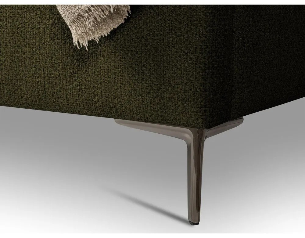 Sötétzöld kárpitozott franciaágy ágyráccsal 140x200 cm Makana – Makamii