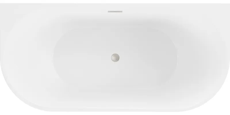 Mexen Oval, szabadon álló fali kád 180 x 80 cm, fehér, szálcsiszolt acél túlfolyó, 52671808000-97