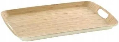 Bambusz Tálca fehér téglalap alakú 46x31cm fogantyúk