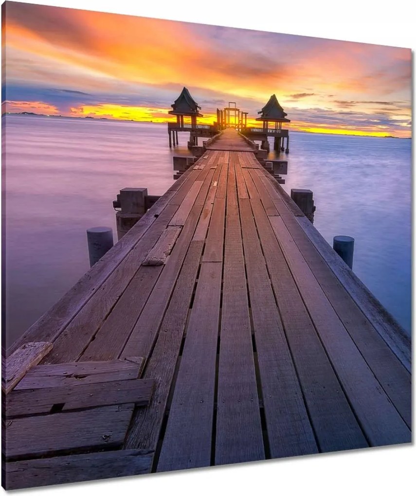 Vászonkép 90x90 Híd naplementekor