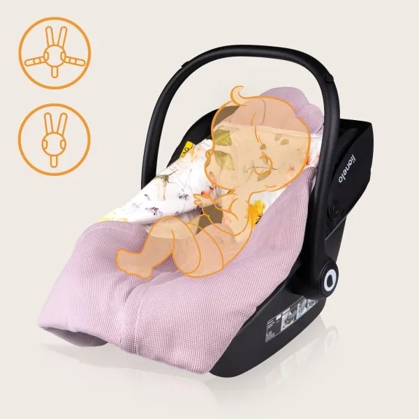 Lionelo - pólya autósüléshez TRAVEL SWADDLE 90x90 cm rózsaszín virágminta