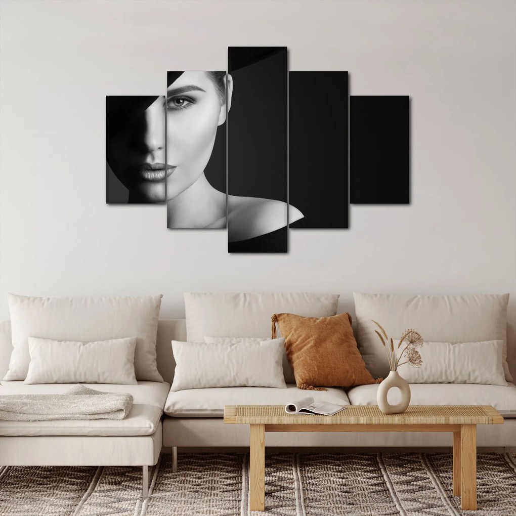 Kép - fekete-fehér portré egy kalapos nőről (150x105 cm)