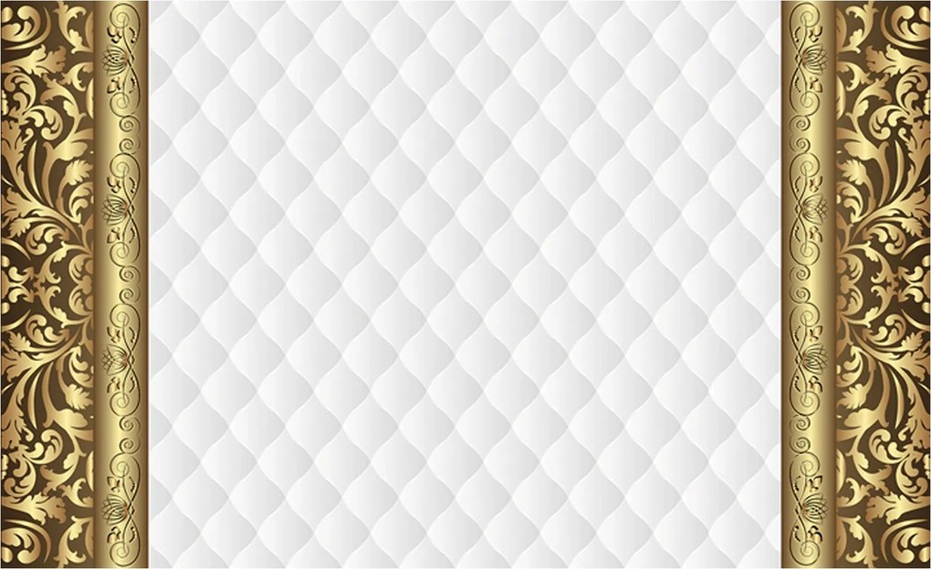 Fotótapéta Arany csíkok és dísz fehér alapon luxus 300x210 +ragasztó