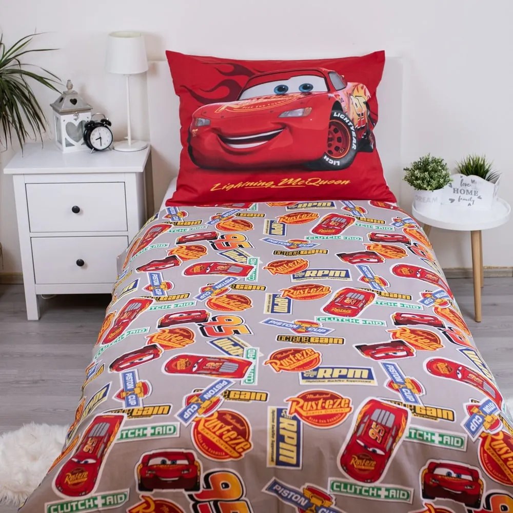 Piros egyszemélyes pamut gyerek ágyneműhuzat 140x200 cm Cars "Legend" – Jerry Fabrics