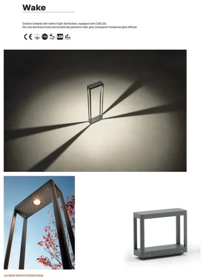 Redo 90581 - WAKE LED kültéri lámpa, 8 W, 230 V, 3000 K, 50 cm, IP65, antracit