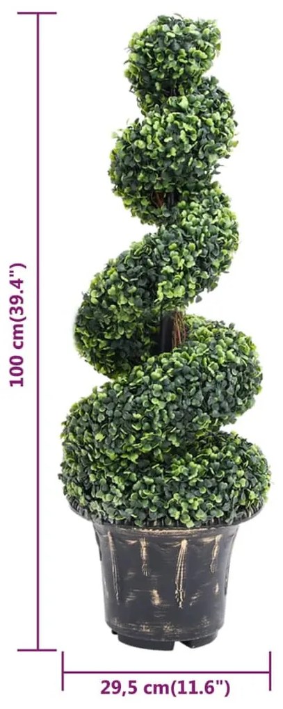 zöld spirálalakú cserepes műpuszpáng 100 cm
