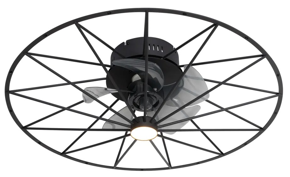 Mennyezeti ventilátor fekete 62cm LED-del, fényerőszabályzóval és távirányítóval - Yaran