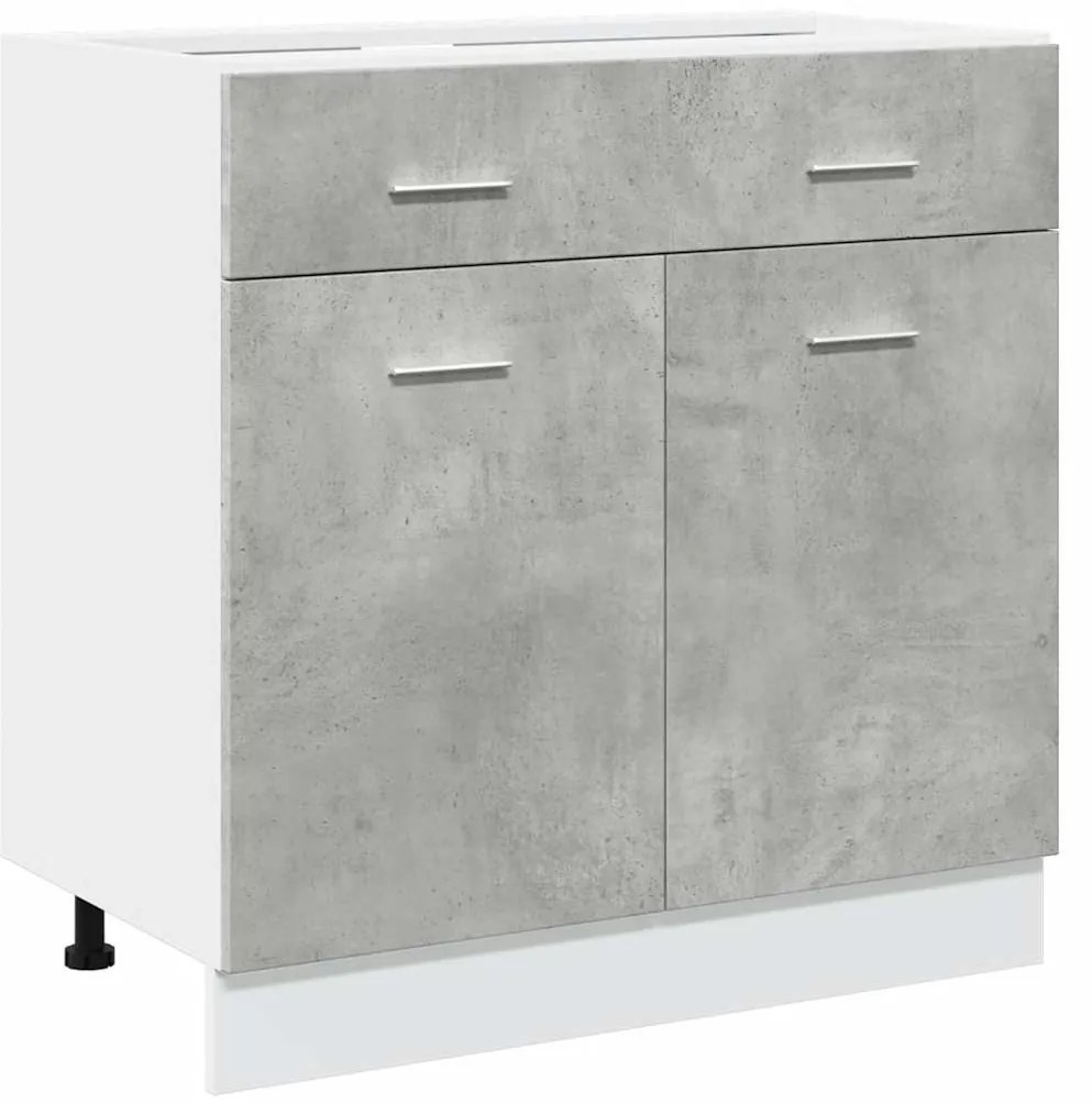 “Lyon” 7 részes betonszürke szerelt fa konyhaszekrény szett