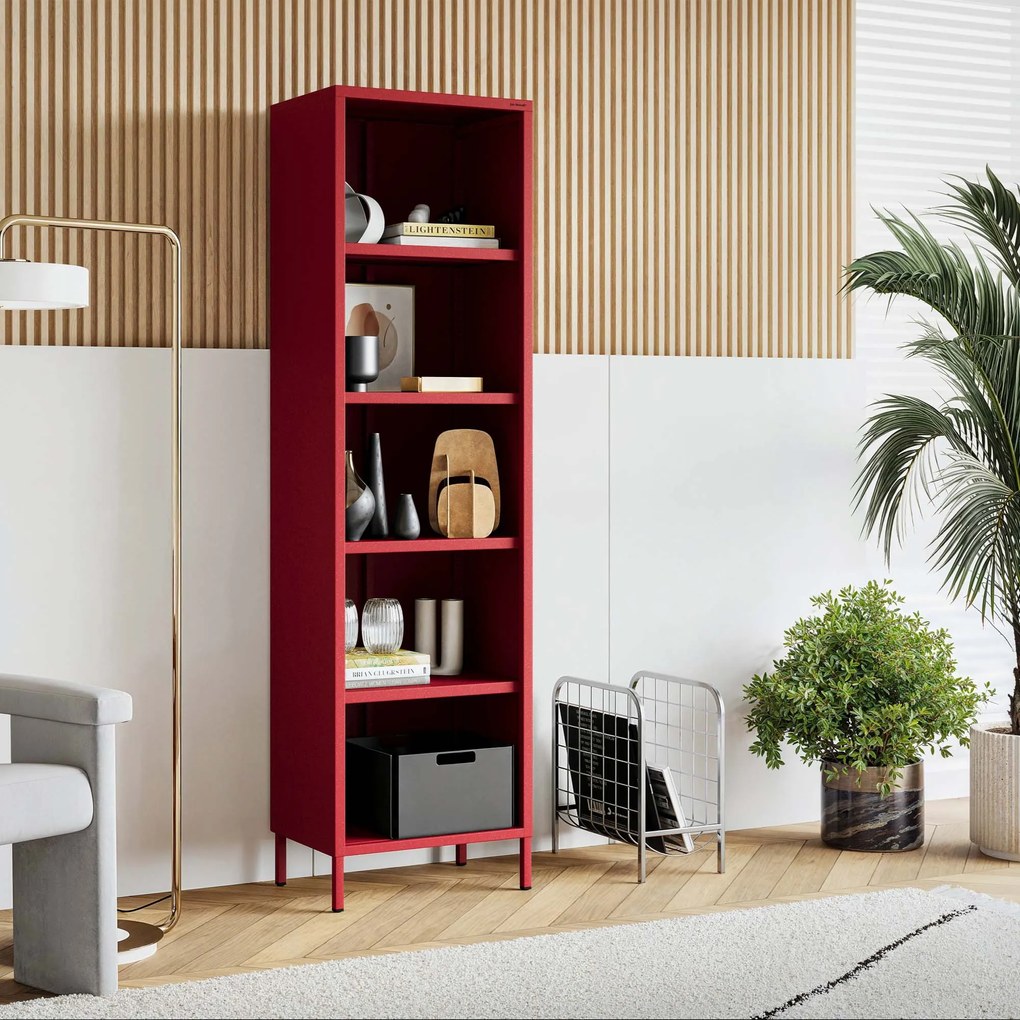Könyvespolc MARIO, 500 x 1800 x 350 mm, Modern: piros
