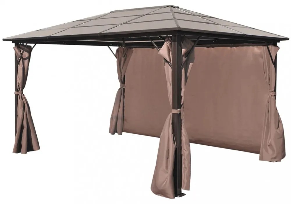 alumínium kerti pavilon barna függönnyel 400 x 300 cm