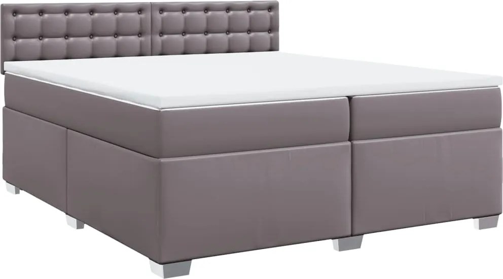 vidaXL szürke műbőr rugós ágy matraccal 200 x 200 cm