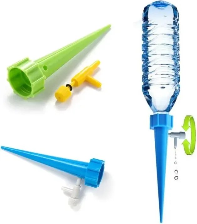 Zaparkorun Spike Drip Készlet növények öntözéséhez - 10x locsoló csepegtető szeleppel - kék, zöld