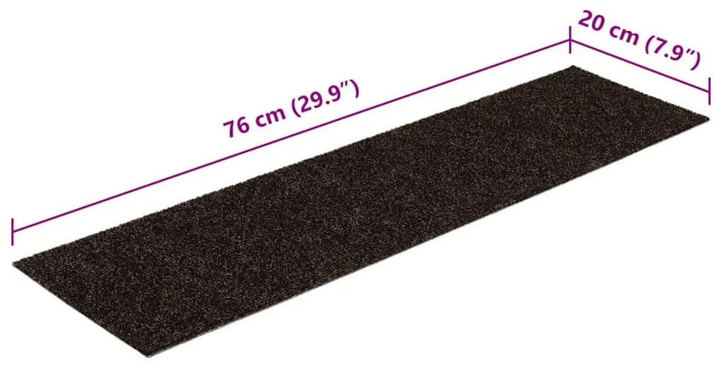 öntapadós lépcsőszőnyegek 30 db sötétbarna, téglalap alakú, 76 x 20 cm