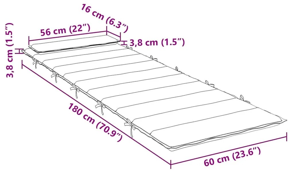 zöld oxford-szövet napozóágypárna 180x60x4 cm
