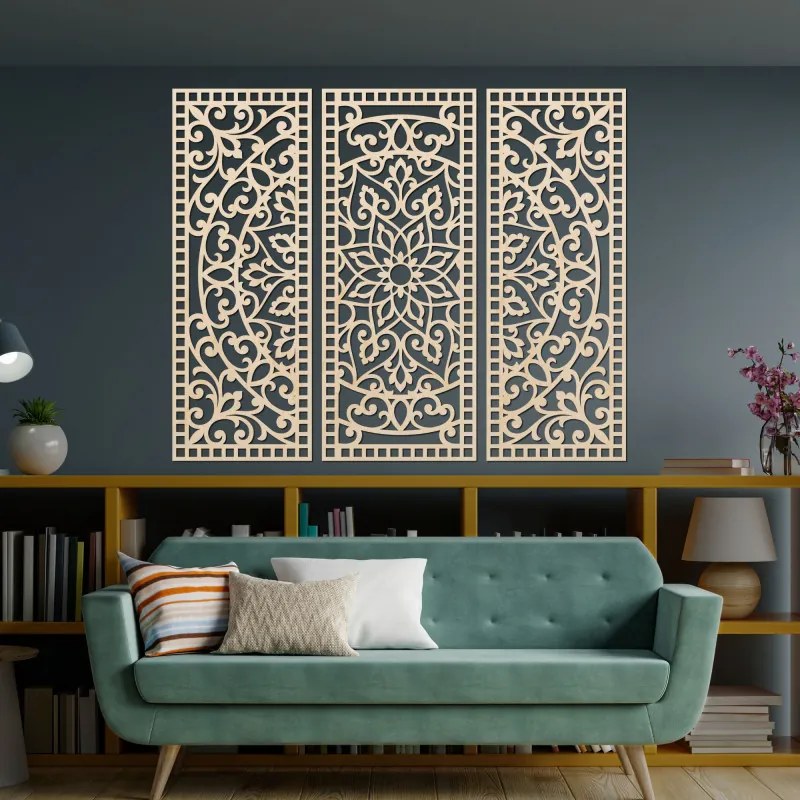 Faldekoráció háromrészes mandala panel | AURELIA